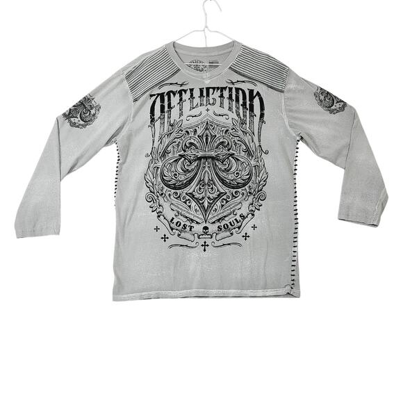 Affliction Shirt Lost Souls Long Sleeve Graphic Tattoo Style, Men's Size XL - Picture 1 of 5